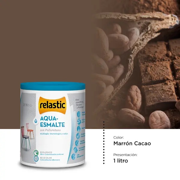 [AEMC1] Aqua Esmalte al Agua con Poliuretano (Marron Cacao, 1 Litro)