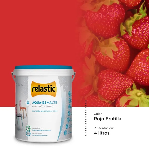 [AERF4] Aqua Esmalte al Agua con Poliuretano (Rojo Frutilla, 4 Litros)