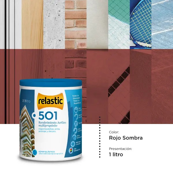 [501RS1] 501 Recubrimiento Multipropósito Mate (Rojo Sombra, 1 Litro)