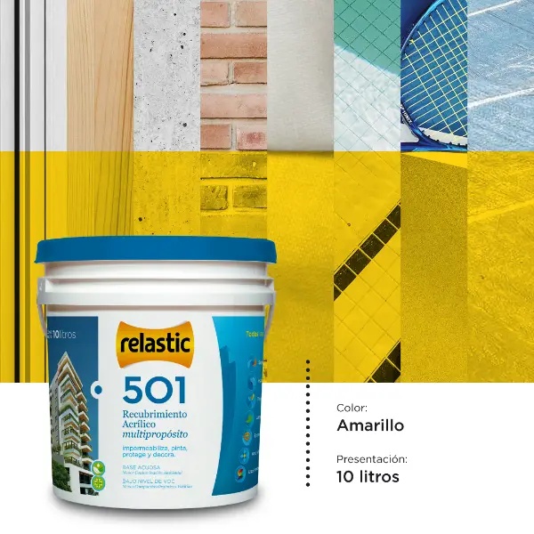 [501AMA10] 501 Recubrimiento Multipropósito Mate (Amarillo, 10 Litros)