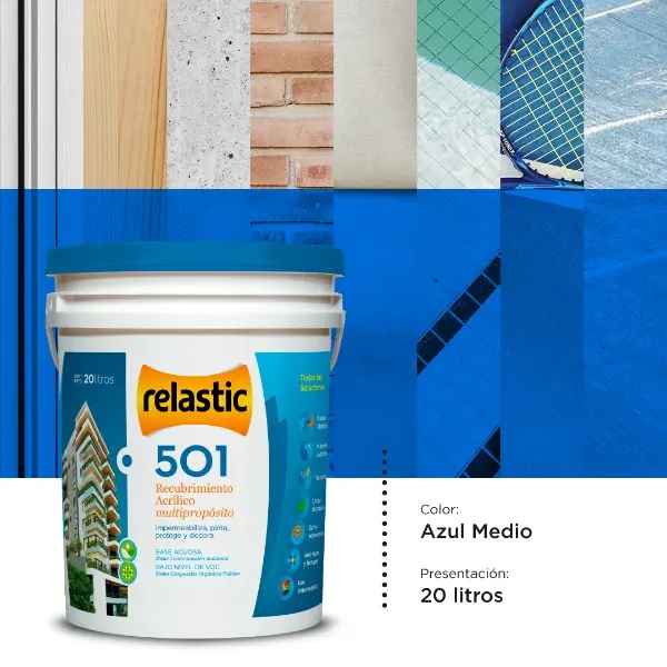 [501AM20] 501 Recubrimiento Multipropósito Mate (Azul Medio, 20 Litros)