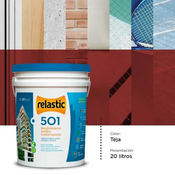 [501T20] 501 Recubrimiento Multipropósito Mate (Teja, 20 Litros)