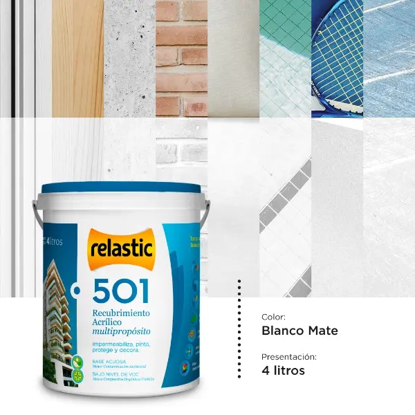 [5014] 501 Recubrimiento Multipropósito Mate (Blanco, 4 Litros)