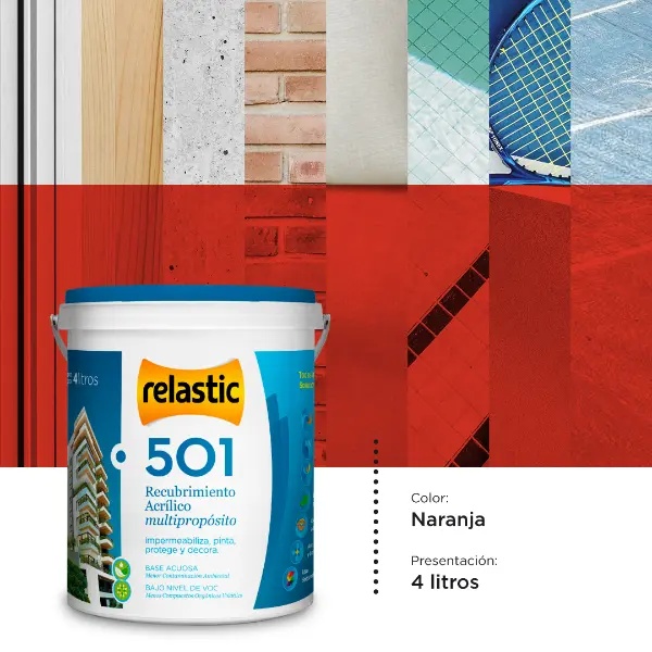 [501NA4] 501 Recubrimiento Multipropósito Mate (Naranja, 4 Litros)