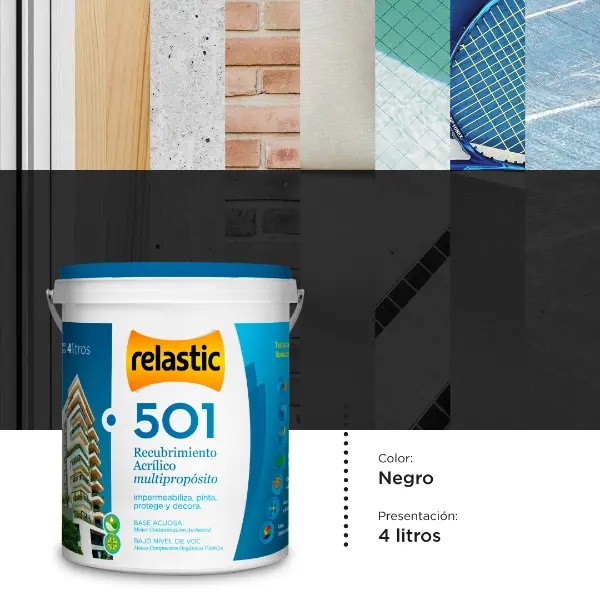 [501N4] 501 Recubrimiento Multipropósito Mate (Negro, 4 Litros)