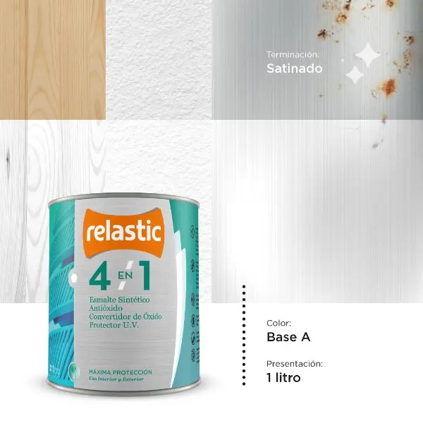 [41BAS1] 4 en 1 Esmalte Multifunción Satinado (Base A, 1 Litro)