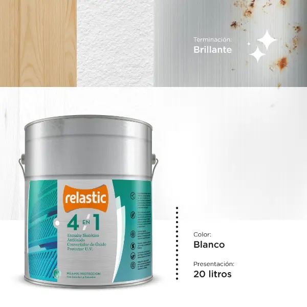 [BB20] 4 en 1 Esmalte Multifunción Brillante (Blanco, 20 Litros)